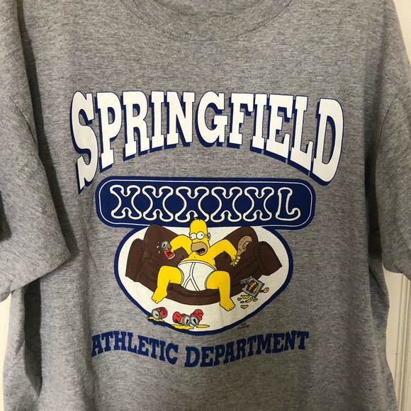 Vintage ‘The Simpson’ Springfield Athletic Department Grey T-Shirt From … - Picture 3 of 6